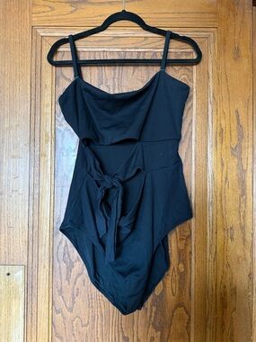 aerie Black One-Piece Swimsuit with Front Side Tie